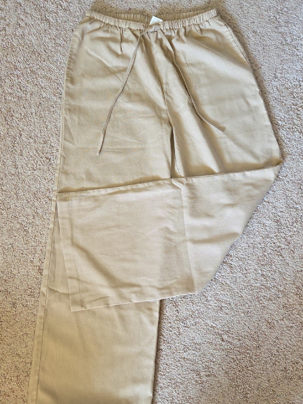 Womens Drawstring Linen Pants in Khaki